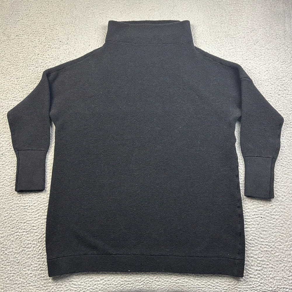 Free People Sweater Womens L Black Ottoman Slouchy Tunic Oversized Mock Neck